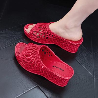 Cuñas para Mujer Caladas Destalonadas Chanclas Verano Nuevas Suela Gruesa Antideslizante Zapatilla de Casa Zapatilla de Playa Exterior