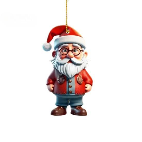 Christmas Ornaments Cartoon Snowman/Santa Xmas Tree Hanging Decoration Holiday Acrylic Decor for Christmas Valentine's Day Winter Party Supplies
