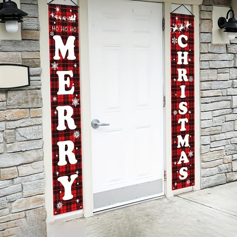 2pcs Door Couplet Banner New Year & Christmas Paper Porch Decoration