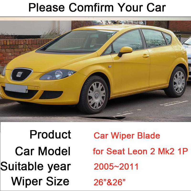 For Seat Leon 2 Mk2 1P 2005 2006 2007 2008 2009 2010 2011 Front Wiper Blade Washer Brushes Windshield Windscreen Car Accessories