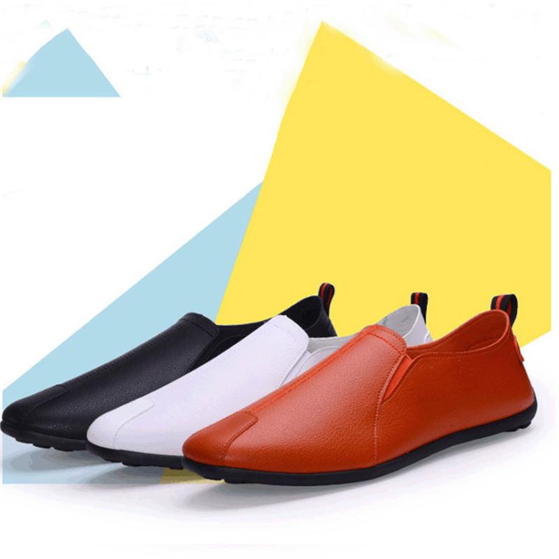 Men's Casual Slip-on Leather Shoes Formal Suit with Black PU Beanie Shoes Comfortable Flat