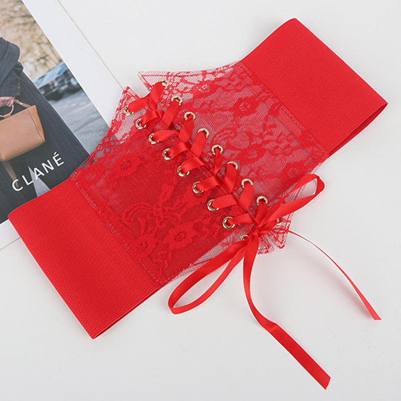 Corset Punk Black Wide Belts Slimming Body Women Elastic High Waist Belt Female Cummerbunds Fashionable Lace-up Hot