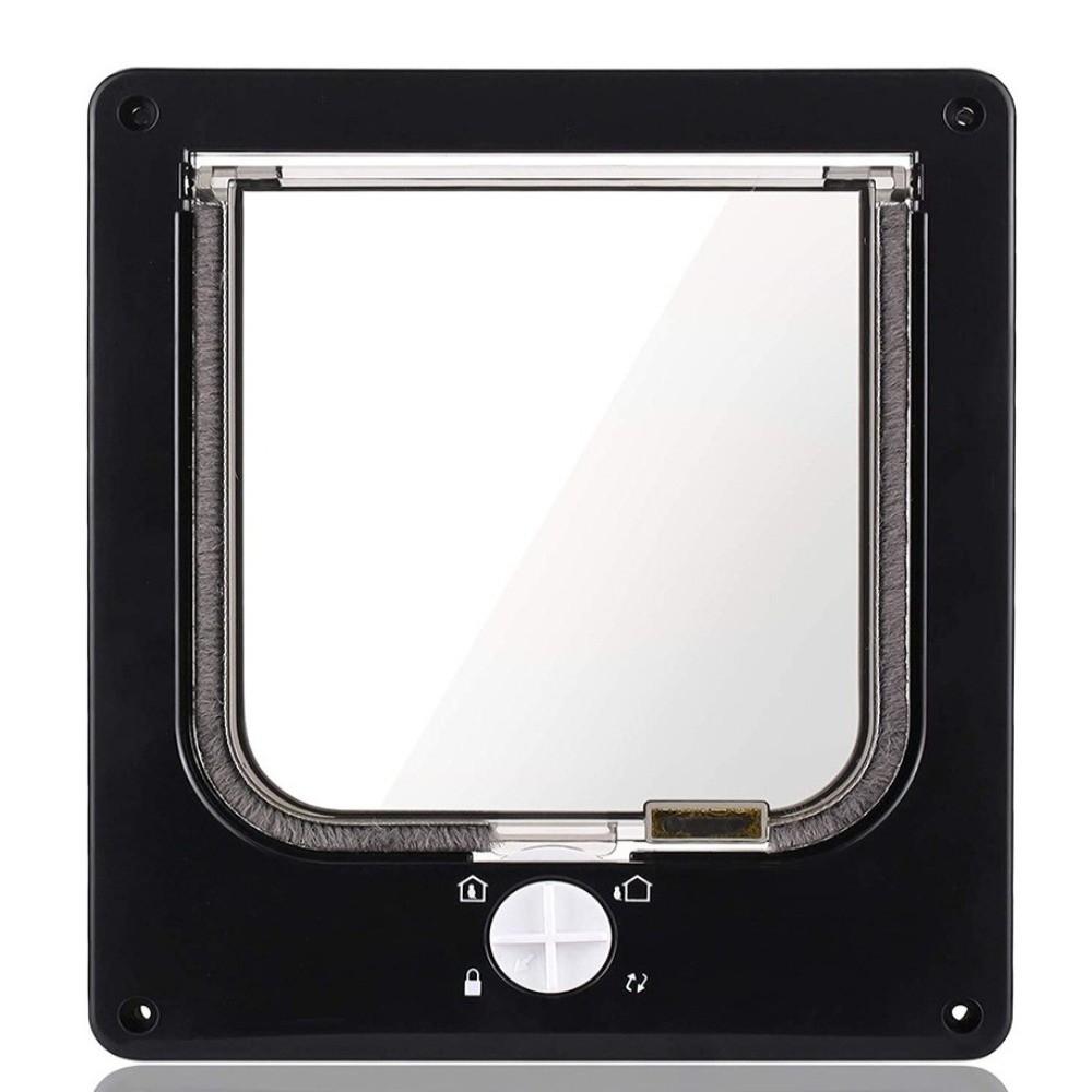 ABS Cat Flap Door with Security Lock 4 Ways Locking Dog Flap Door Self-Closing Pet Door Balcony