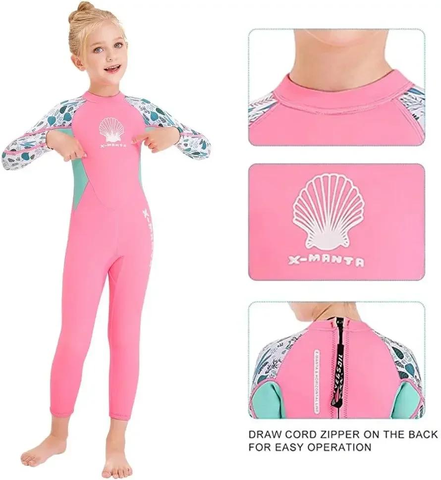 Girls Wetsuit Diving Suit 2.5MM Neoprene  Swimsuit  Long Sleeve  Surfing Jellyfish Clothing Swimwear for Cold Water