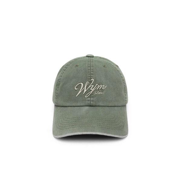 [wooyoungmi] Khaki Lettering Dyeing Ball Cap W261CA55997K