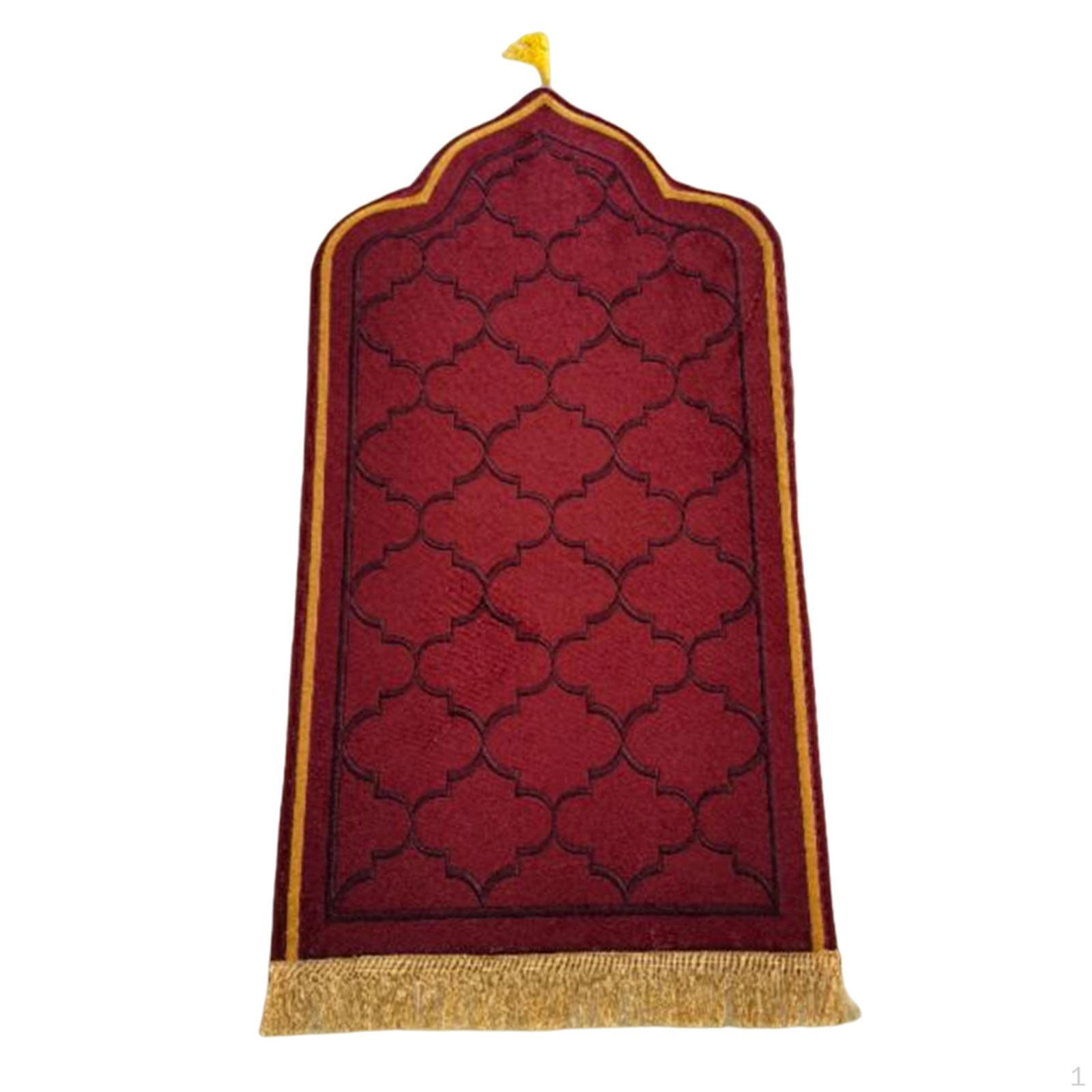 

Arch Shape Flannel Prayer Rug, Carpet Praying Mat Salat Rug Doormat Area Non Slip for Home Red Small