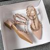 Sandalias de tacón alto para mujer Soleist Verano Diseño de marca de moda Clavo remachado puntiagudo Zapatos casuales rojos Talla grande 41-43
