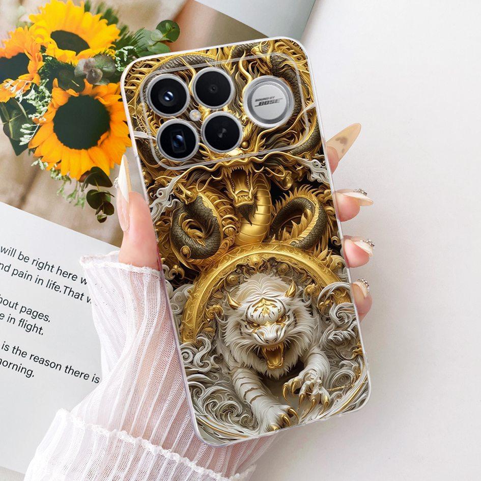 For Xiaomi POCO F8 Ultra Case Luxury Dragon Cartoon Transparent TPU Protection Cover For Poco F8 Pro Ultra PocoF8 Pro Soft Funda