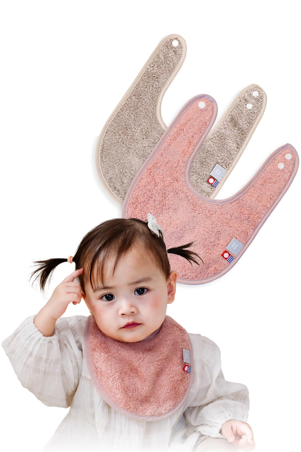 Полотенце Imabari Whipwhip Baby Подарок на Baby Shower для Мальчиков и Девочек Бежевый x Детский Слюнявчик, Однотонный, Слюнявчик, (2, Розовый)