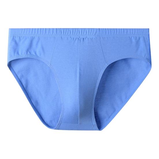 Men Summer Briefs Mid-rise Elastic Waistband Panties Solid Color U-convex Breathable Underwear for Daily Wear Sleep