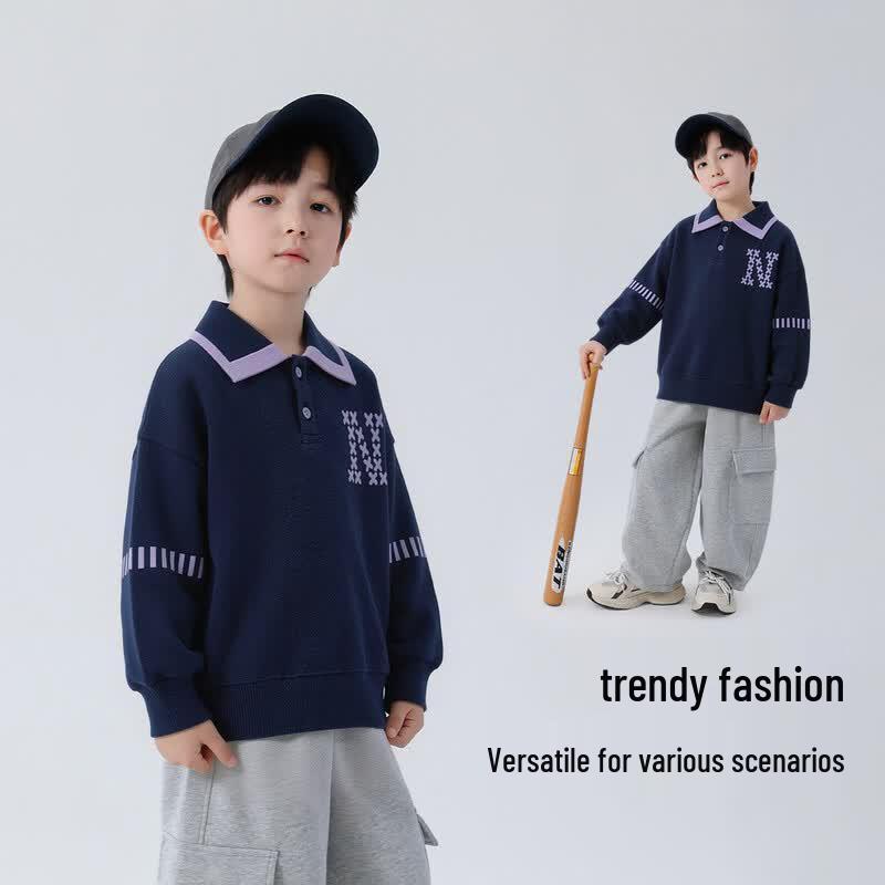 Boy's Cotton Long-Sleeve Polo Top