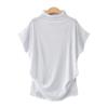 Plus Size Women's Solid Batwing Sleeve T-Shirt - Half-High Collar, Loose Fit, Polyester-Cotton Blend, Short-Sleeve