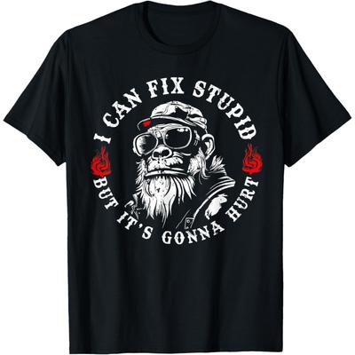 ObRenKi I Can Fix Stupid But Its Gonna Hurt Monkey Vintage Funny T-Shirt(1)