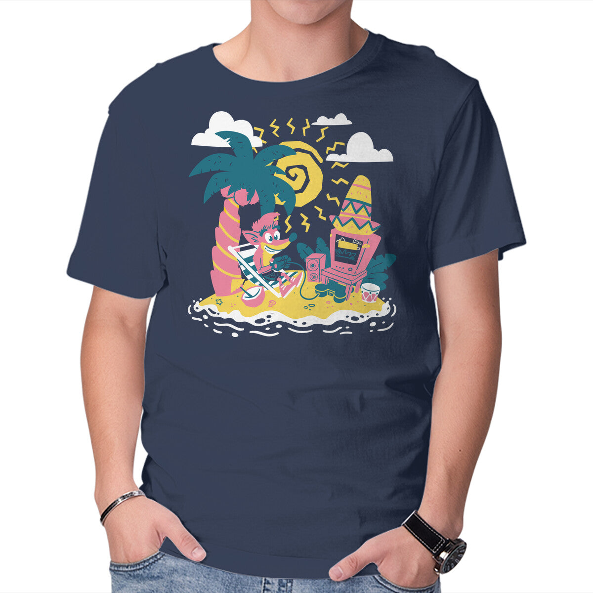 Unisex Crew Neck T-Shirt Chillin Island Graphic Short Sleeve Casual Tee XXXXL