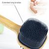 Long Handle Bath Brush with Handing Rope Silicone Shower Back Brush with Soft and Stiff Bristles