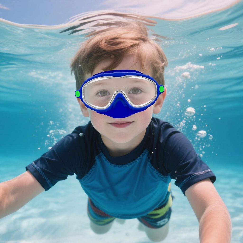 Kids Swim Goggles Snorkel Goggles Wide Vision Snorkel Diving Glasses Anti-Fog Goggles with Nose Cover No-Leak Swimming Goggles