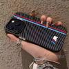 BBKT7 For iPhone 17 16e 16 15 14 13 12 11 Pro Max X XR XSMAX 8 7 Air Plus For BMW-M Logo Phone Case Carbon Fiber Texture Cover Sticker