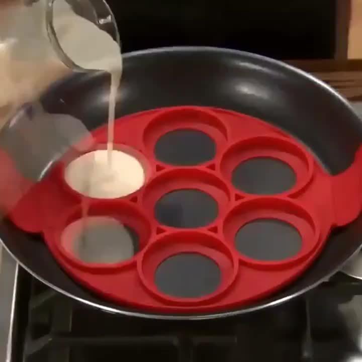 Versatile 7-Shaped Nonstick Silicone Pancake Maker with Egg Ring for Family Cooking and Restaurant Use, Kitchenware Gadgets