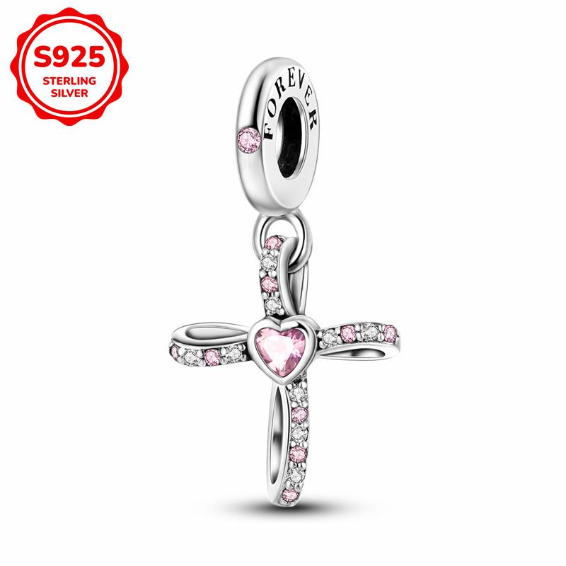 925 Silver Pink Cute Lovely Butterfly Perfume Girl Charms Beads Fit Bracelet DIY Making For Woman Jewelry