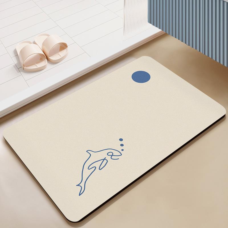 Badezimmer saugfähige Bodenmatte, Badezimmertür Fußmatte, Kieselgur schnelltrocknender Teppich rutschfest Cartoon verschleißfest