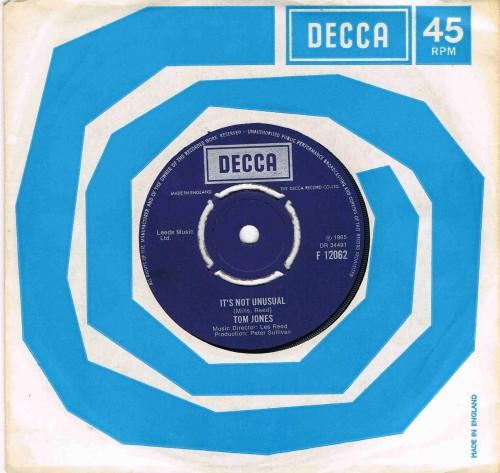 

7inch Record TOM JONES - It s Not Unusual F12062 Decca 1965 UK Rock Used