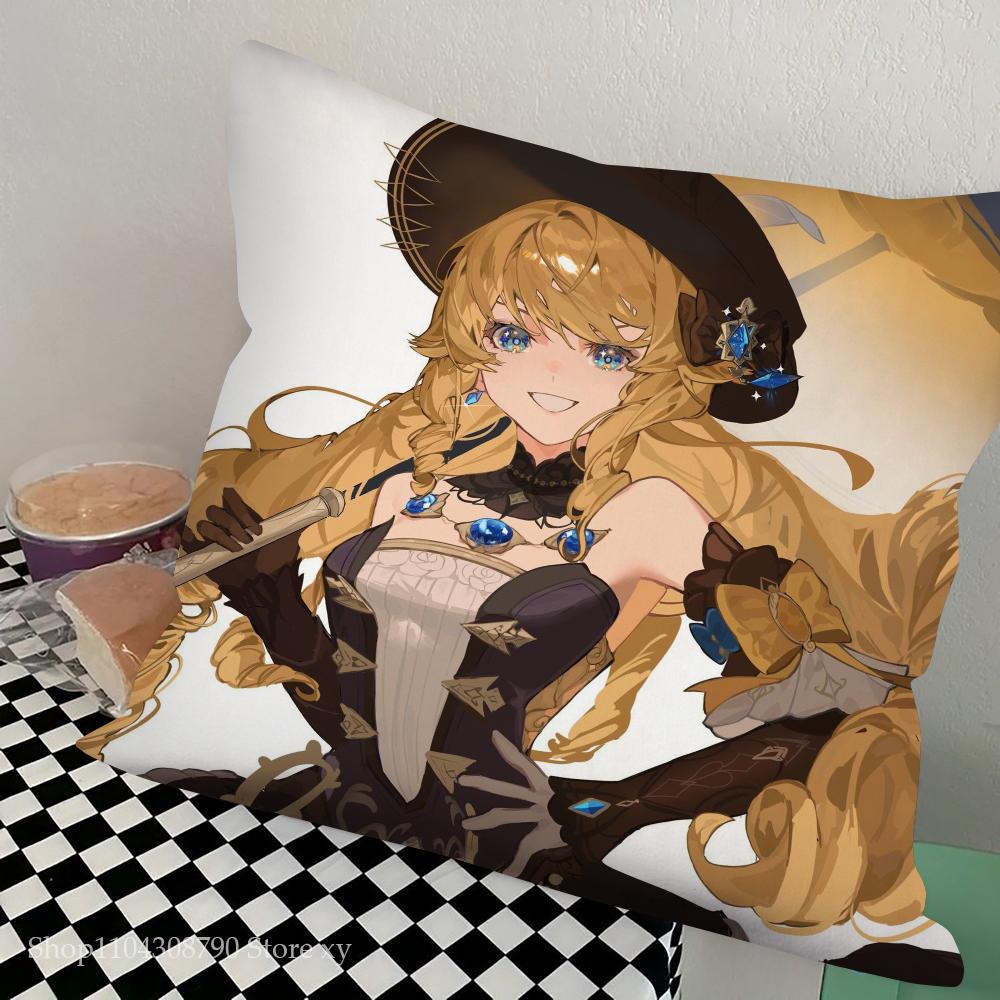 Game Genshin Impact Navia Caspar Pillow Case Square Pillow Bedroom Sofa Leisure Comfort Cushion Car Living Room Home Decoration