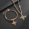 Witch Knot Bracelet Witchcraft Amulet Pendant Charm Bracelet for Unisex Adjustable Rope Chain Stainless Steel Chain