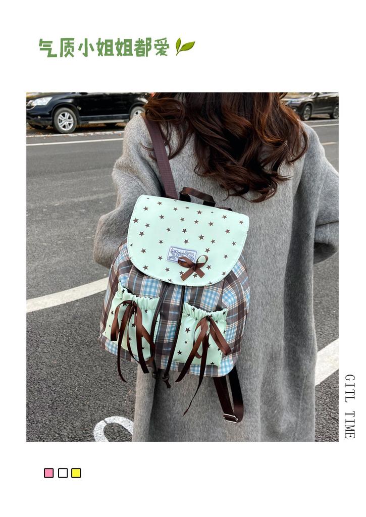 Schoolbag Elementary school student trend feeling backpack large capacity casual shoulder Korean mint green cute bow college style school bag