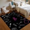 Nail Themed Area Rug Black Pink Non Slip Stain-resistant Floor Mat for Makeup Room & Bedroom Nail Studio Carpet Minimalist
