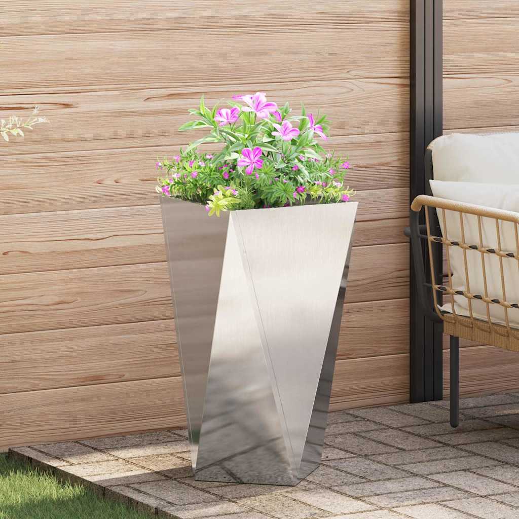 Planter Silver 40 X 40 X 75 Cm Stainless Steel