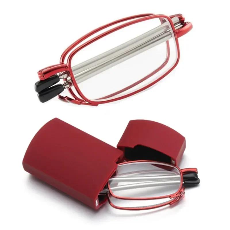 Men Women Folding Reading Glasses with Case Portable Telescopic Presbyopia Eyeglasses Prescription Glasses Diopter +1.0 To +4.0