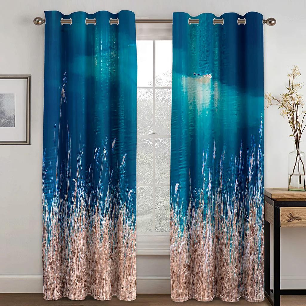 Sunshine Snow Mountain Lake Water Waterfall Natural Scenery High Shading Curtain Bedroom Living Room Hotel Window 2 Panels