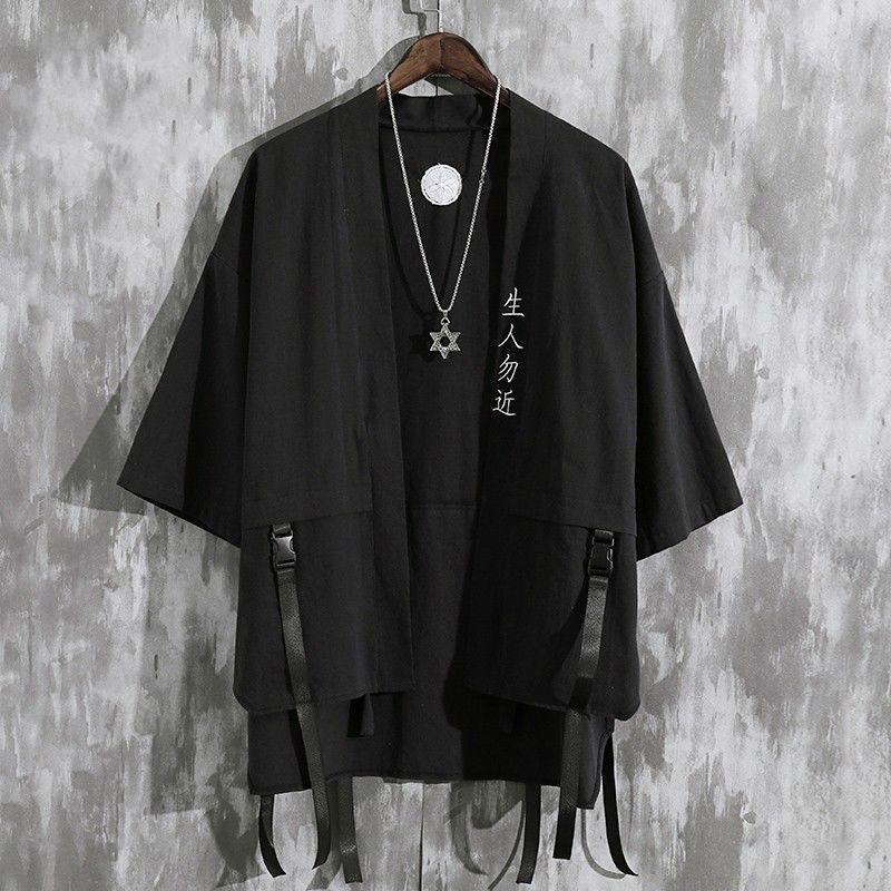 Summer Men's Haori Cardigan Kimono Shirt Samurai Japanese Clothing Robes Loose Obi Male Yukata Jacket Streetwear Asian Clothes
