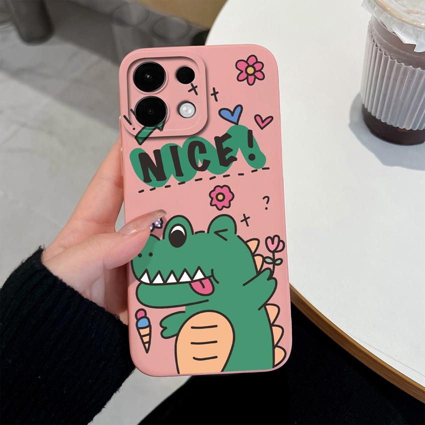 For Oppo Realme 7 10 8 9 5 6 Pro Plus K13 A5 A5X Phone Covers Cute Dinosaur Patterns Liquid Silicone Anti Drop Premium Protection Cases For Oppo Shell