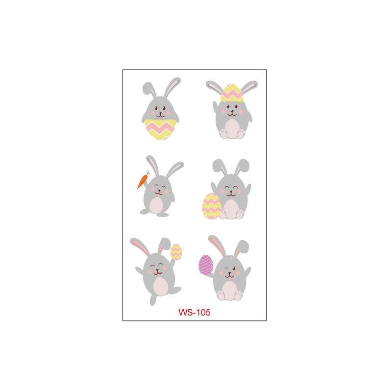 5Pcs Waterproof Sweat Cartoon Egg Child Cute Rabbit Egg Tattoo DIY Sticker Easter Tattoo Sticker Decoration