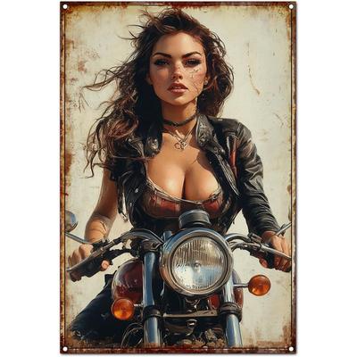 Original Vintage Blechschild Wandkunst - Antiker Stil Motorrad Club Dekorationen Kunstwerk - Lustige Retro Metall Dekoration für Zuhause C
