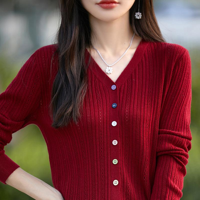 Women's Cashmere Cardigan Qinghe Cashmere 50% Wool 50% Silk Women's Autumn and Winter Cashmere Cardigan Soft and Warm