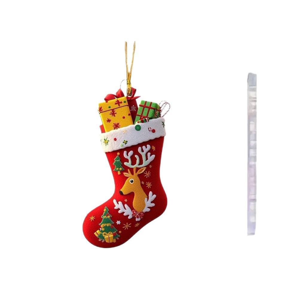 Christmas Stocking Hanging Ornaments Cute Santa/Snowman/Elk Winter Decorations for Tree Home Party