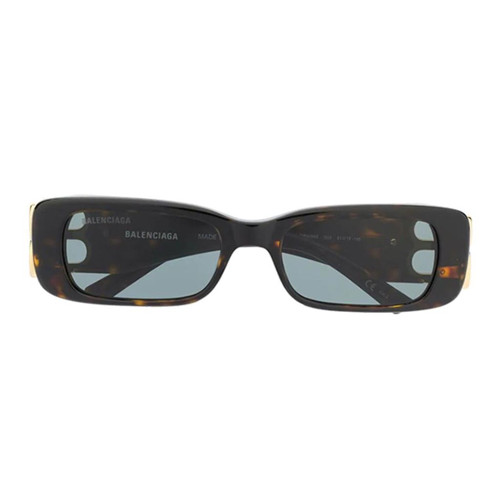 Balenciaga Rectangular Sunglasses Havana/Gold Unisex Eyewear Brown BB0096S-002
