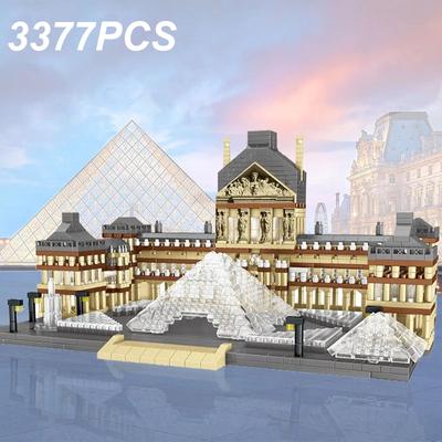 3377PCS Louvre Model Building Blocks World Famous Attractions Architectural Model Street View Bricks Kids DIY Toys Holiday Gifts No Box