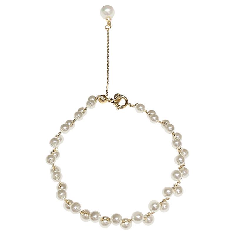 French Pearl Geometric Bangle: Retro Luxury, Fashionable Elegance, Versatile Women's Hand Jewelry