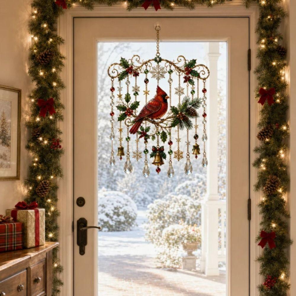 Hanging Design Christmas Suncatcher Acrylic Santa Sleigh Ornament Holiday Wind Chime Xmas Gift