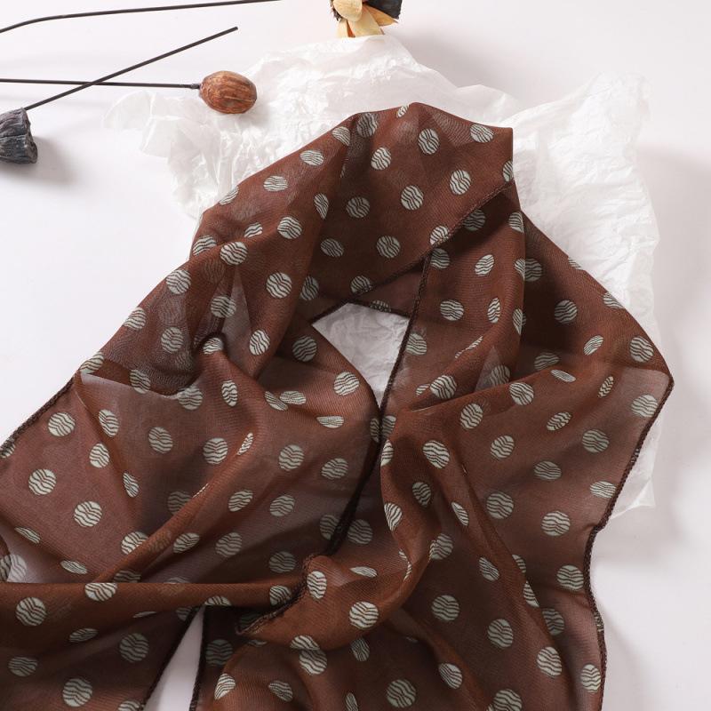 Small Long Polka Dot Scarf Printed Loose Streamer for Women  Spring and Autumn Versatile Decorative Scarf Simple Hairband