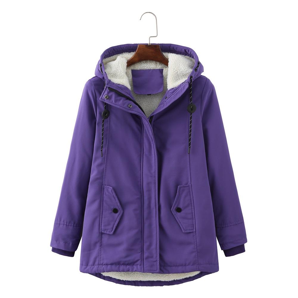 Parka de Mujer con Capucha y Mangas Largas, Forrada de Forro Polar, Cordón Ajustable, Corte Holgado, Abrigo Cálido de Invierno