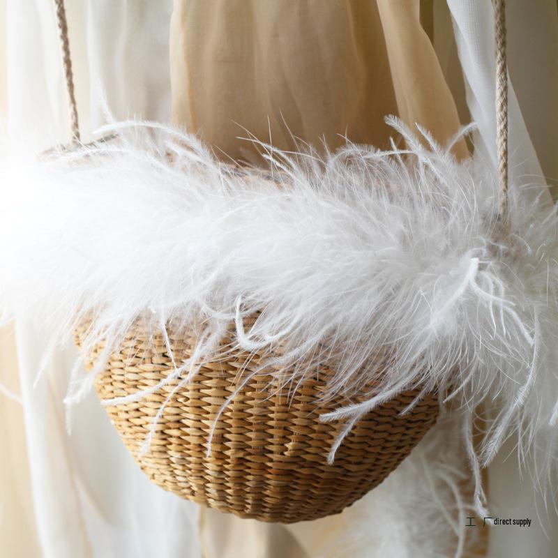 Ostrich Feather Boa Costume Accessory Set: Headwear, Hair Clip, Cuffs for Dance & DIY