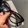 New Fashionable Cat Eye Flat Lens Trendy Anti Blue Light Glasses Personalized Retro Optical Eyeglasses Luxury Brand Eyewear
