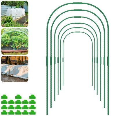60 Parça Sera Kemeri Büyüme Tüneli Kiti Çelik Sera Destek Kemeri Çerçevesi Dayanıklı Kendin Yap Bahçe Kemeri Plastik Kaplamalı Bitki Büyütme