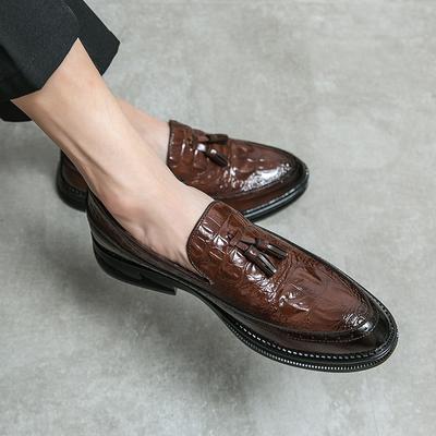 Herr tofsloafers Herr loafers i krokodilskinn läder Herrskor läder Mockasin homme Calzado hombre Zapatos de hombre skor