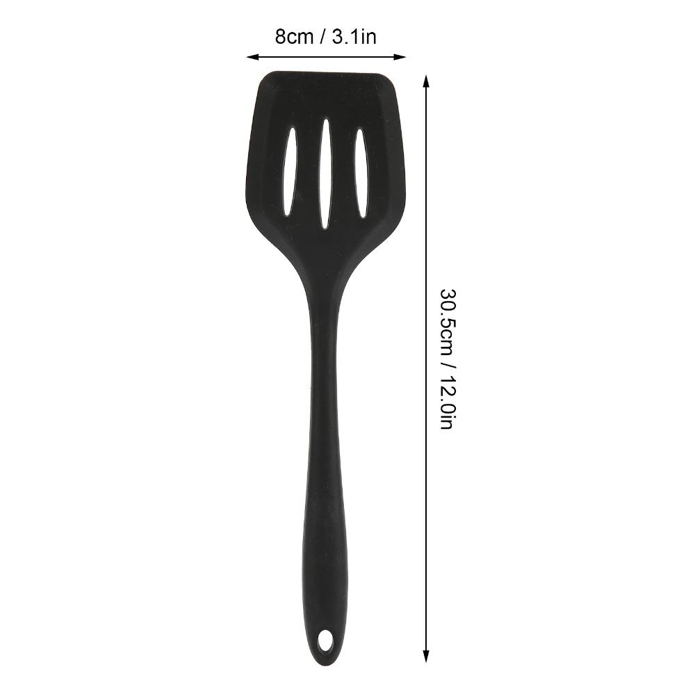 3PCS Heat Resistance Silicone Spatula Odorless Food Grade Slotted Turner Multifunctional Black Slotted Spatula Non Stick Pans