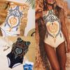 Mode Dam Sexig Mönstrad Helkroppsdräkt Vintage Strandkläder Badkläder Push-up Bikini